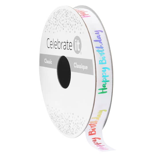3/8" x 7yd. Happy Birthday Ribbon by Celebrate It™ Classic